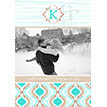 Monogram Ikat & Stripes Printable Photo Holiday Card